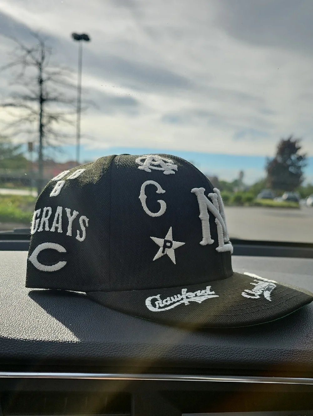 Ebbets Field Flannels Negro League All Over Logo Fitted Hat 7 1/4 New
